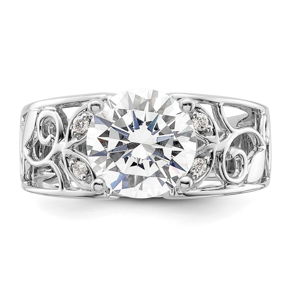 Exclusive 14K White Gold Leaf-Inspired Engagement Ring with 1/20 Carat Diamond