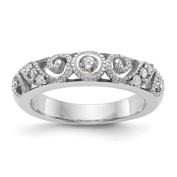 14K White Gold Wedding Band Set - 1/8 Carat Diamond - Style GR1-1035504