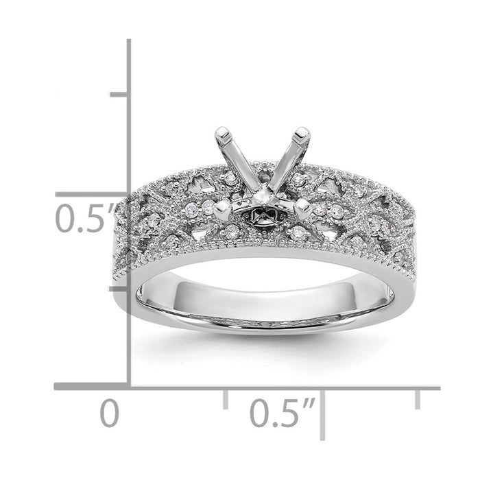 High-Quality 14K White Gold Semi-Mount Engagement Ring, 1/10 Carat Diamond - Stylish Value!-8