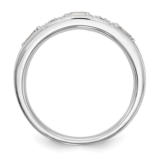 Buy Luxury 14K White Gold Diamond Wedding Band Setting for 3 Baguette & 2 Round Stones