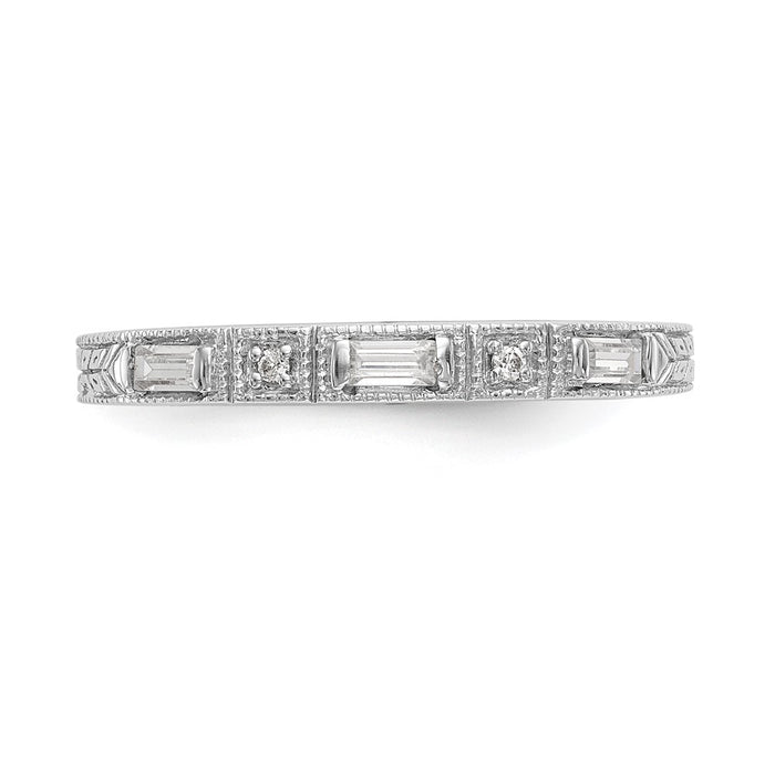 High-Quality 14K White Gold Wedding Band - 1/10 Carat Diamond, Stylish Value!-4