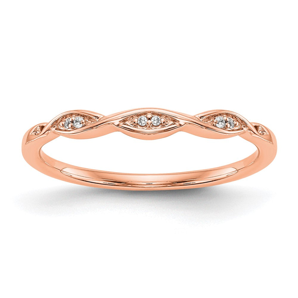 High-Quality 14K Rose Gold Diamond Wedding Band, 0.02 Carats, Stylish Value!