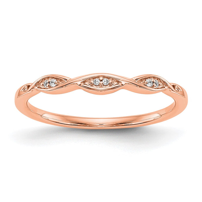 High-Quality 14K Rose Gold Diamond Wedding Band, 0.02 Carats, Stylish Value!-1