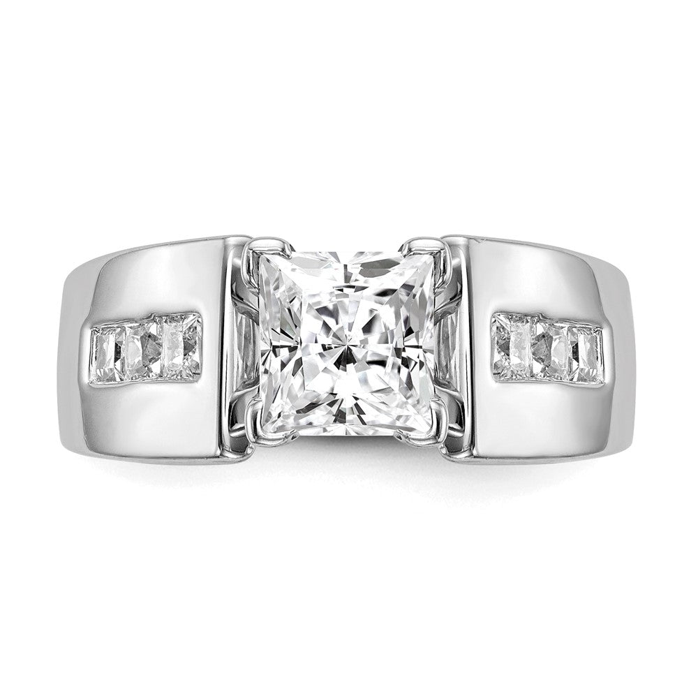 Designer 14K White Gold Engagement Ring - 3/8 Carat Princess Cut Diamonds, Stylish Value