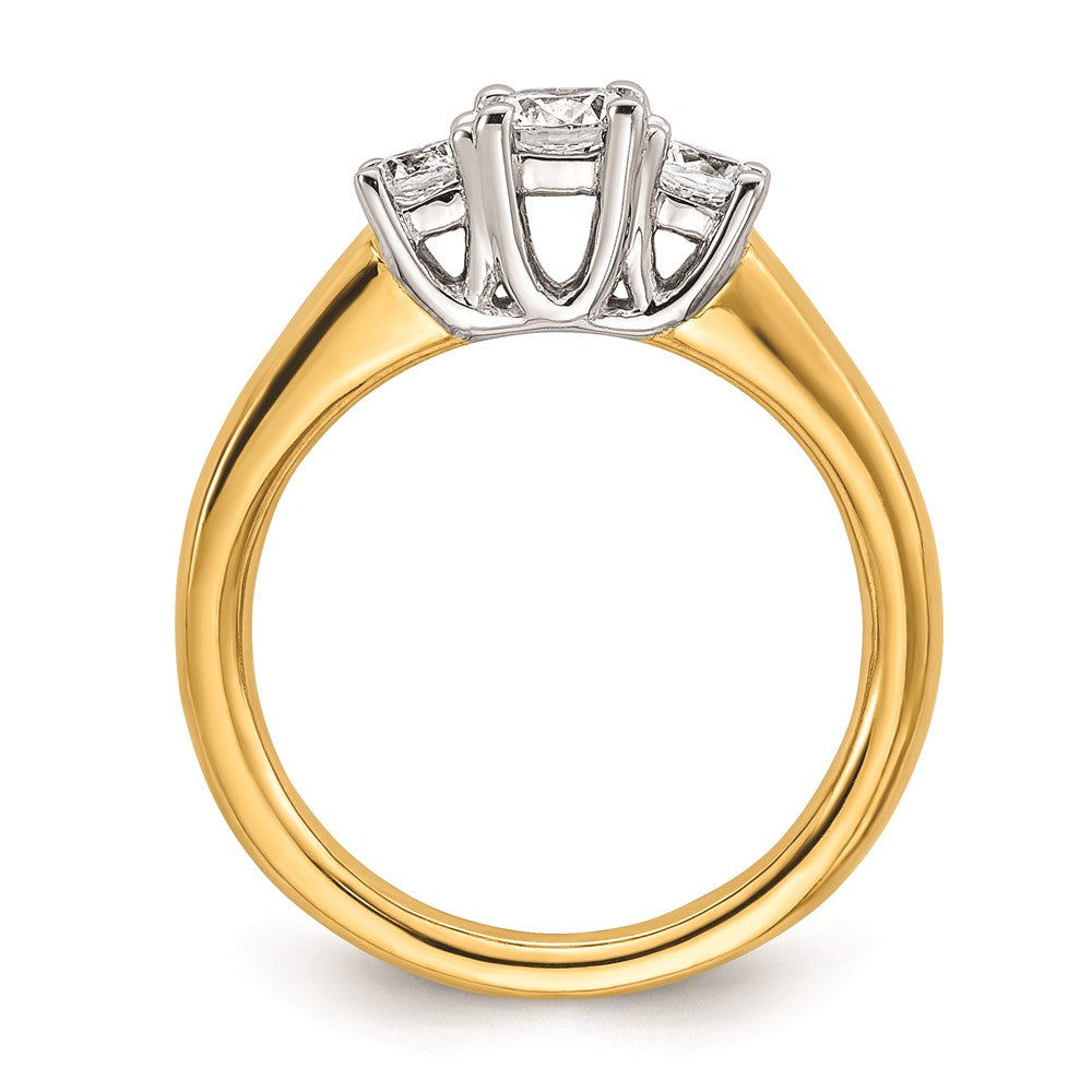 High-Quality 14K Two-Tone 3-Stone Engagement Ring Setting - Affordable Luxury