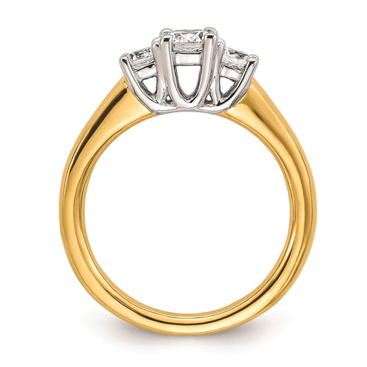 High-Quality 14K Two-Tone 3-Stone Engagement Ring Setting - Affordable Luxury