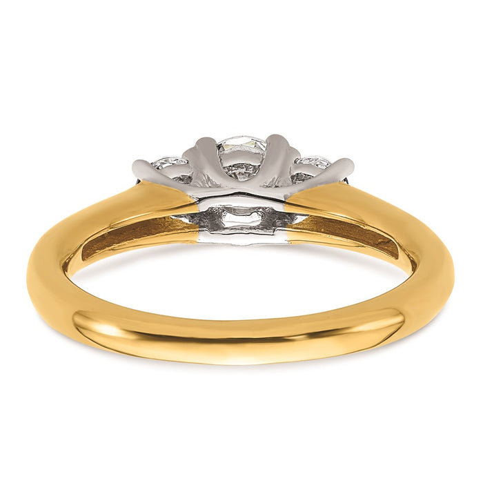 High-Quality 14K Two-Tone 3-Stone Engagement Ring Setting - Affordable Luxury-5