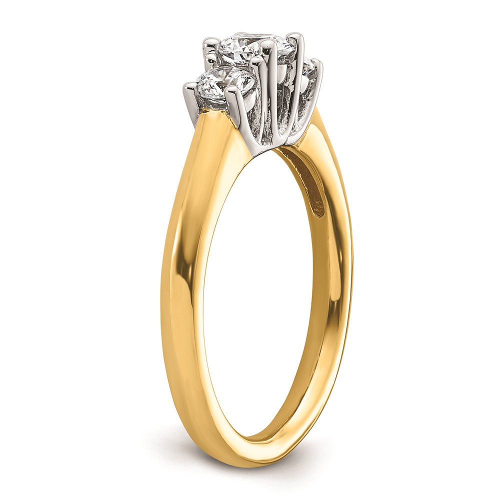 High-Quality 14K Two-Tone 3-Stone Engagement Ring Setting - Affordable Luxury