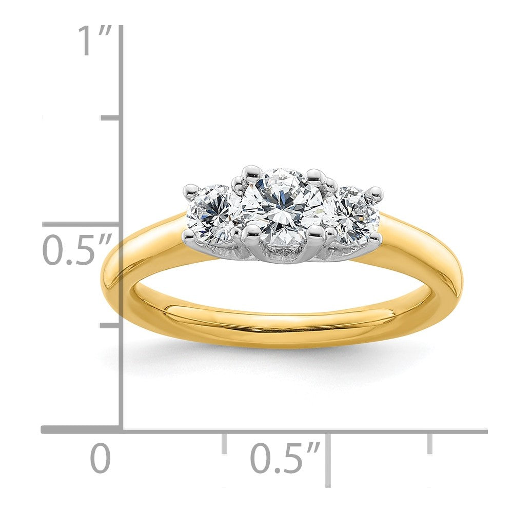 High-Quality 14K Two-Tone 3-Stone Engagement Ring Setting - Affordable Luxury