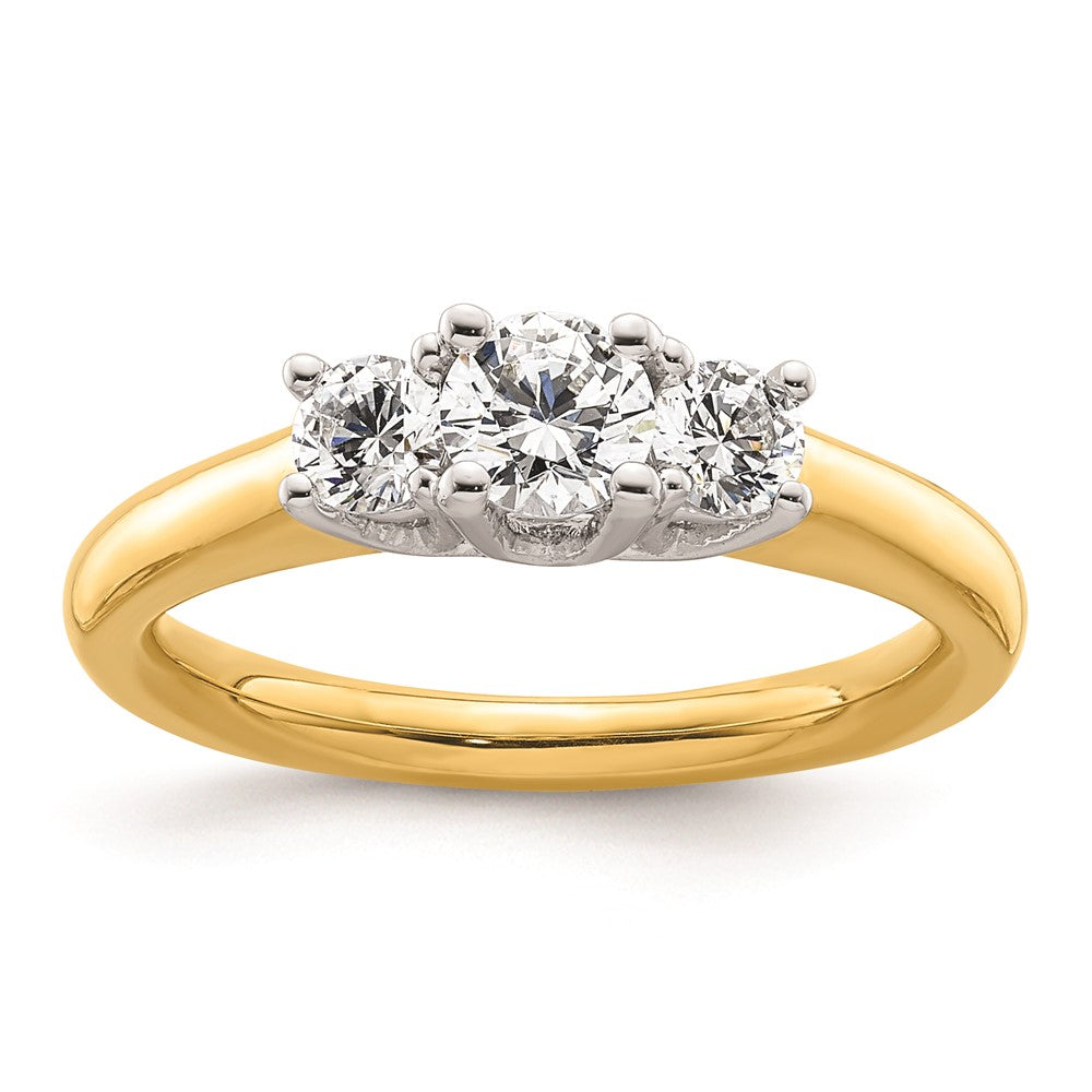 High-Quality 14K Two-Tone 3-Stone Engagement Ring Setting - Affordable Luxury