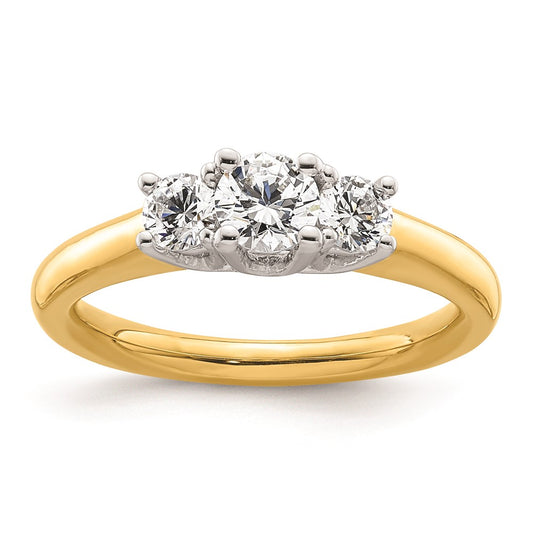High-Quality 14K Two-Tone 3-Stone Engagement Ring Setting - Affordable Luxury