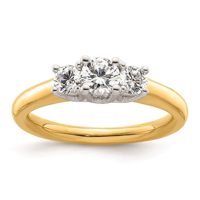 High-Quality 14K Two-Tone 3-Stone Engagement Ring Setting - Affordable Luxury-1