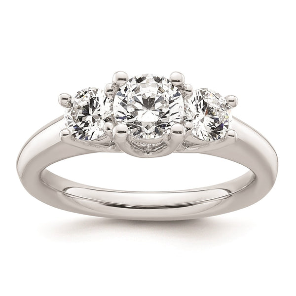 14K White Gold 3-Stone Engagement Ring Setting - 3/4 Ct
