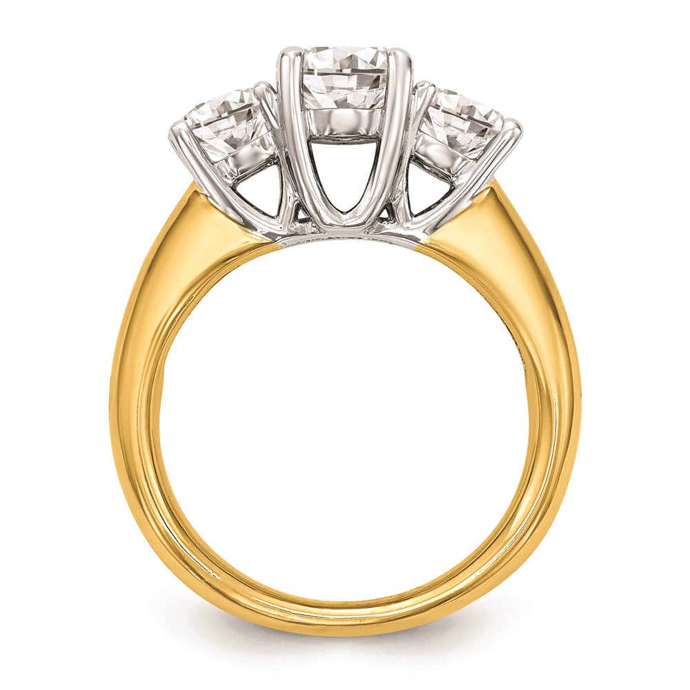 Exclusive 14K Two-Tone Engagement Ring Setting - Stylish 3-Stone Design for 1/4 Carat