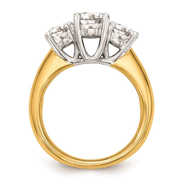 14K Two-Tone Engagement Ring Setting - 1/2 Carat Center 1/4 Carat Sides