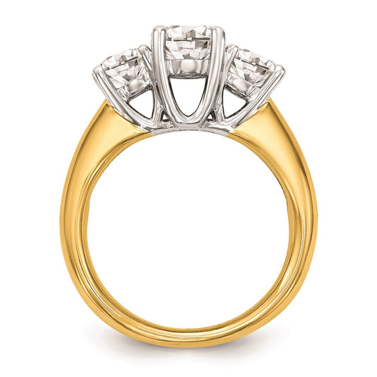 High-Quality 14K Two-Tone 3-Stone Engagement Ring Setting, Stylish & Affordable
