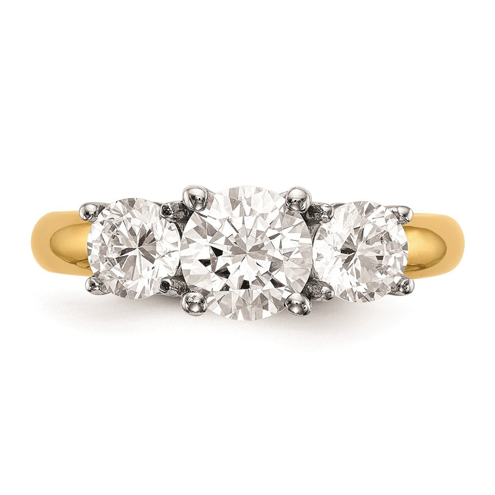 Exclusive 14K Two-Tone Engagement Ring Setting - Stylish 3-Stone Design for 1/4 Carat