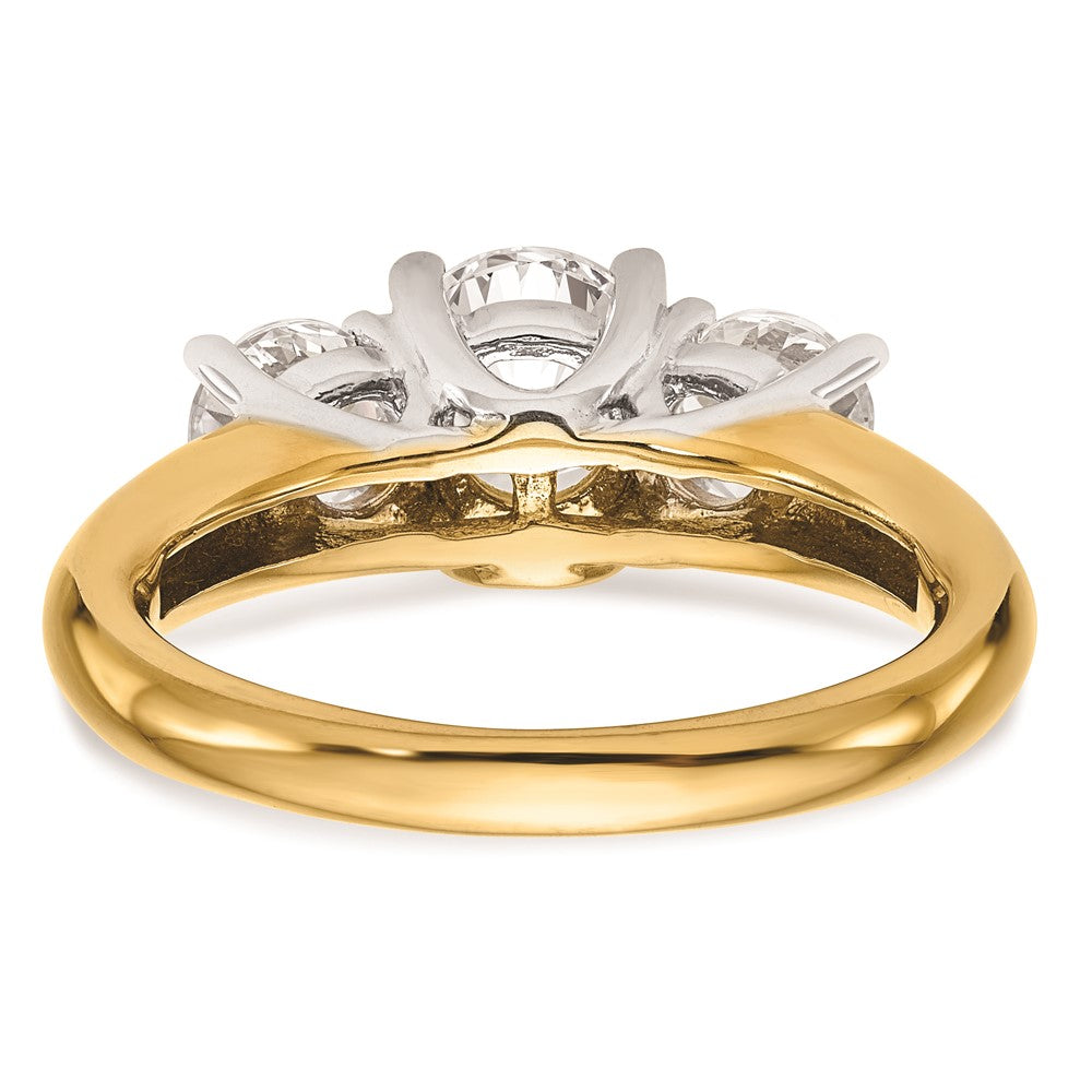 High-Quality 14K Two-Tone 3-Stone Engagement Ring Setting, Stylish & Affordable
