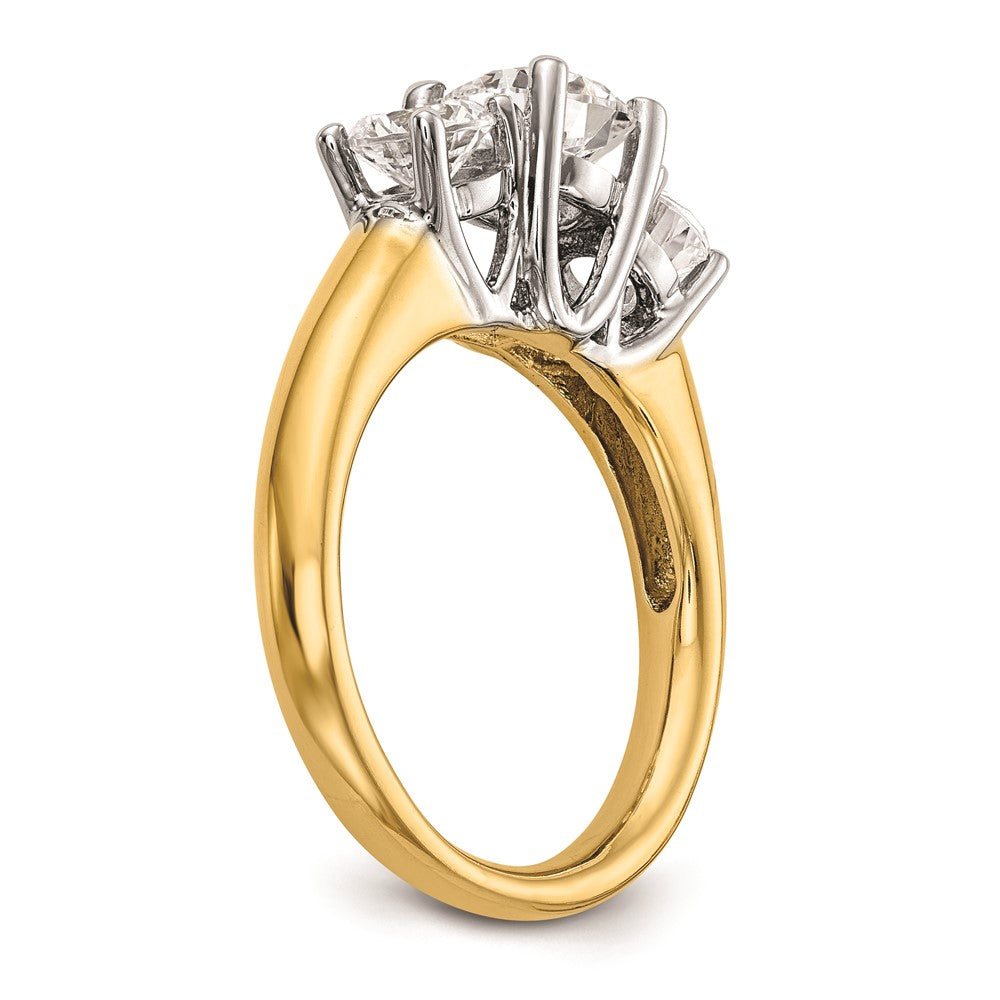 High-Quality 14K Two-Tone 3-Stone Engagement Ring Setting, Stylish & Affordable