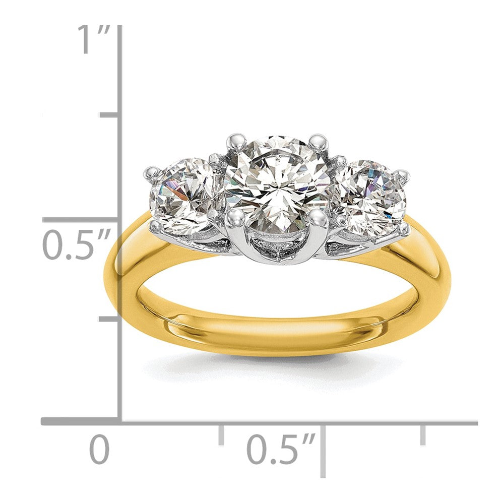 Exclusive 14K Two-Tone Engagement Ring Setting - Stylish 3-Stone Design for 1/4 Carat