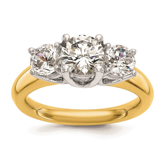 High-quality 14K Two-Tone 3-Stone Engagement Ring Setting, Affordable Price