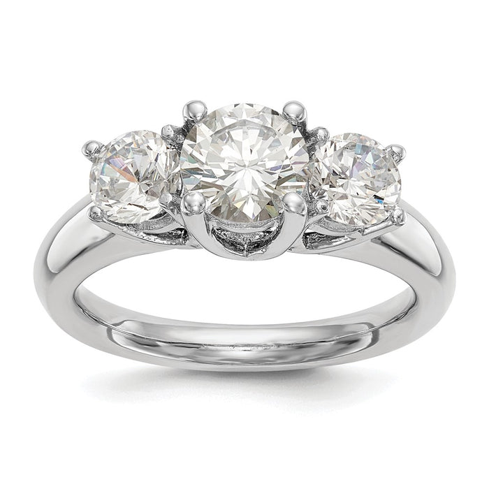Exclusive 14K White Gold 3-Stone Engagement Ring Setting - Stylish & Affordable!-1
