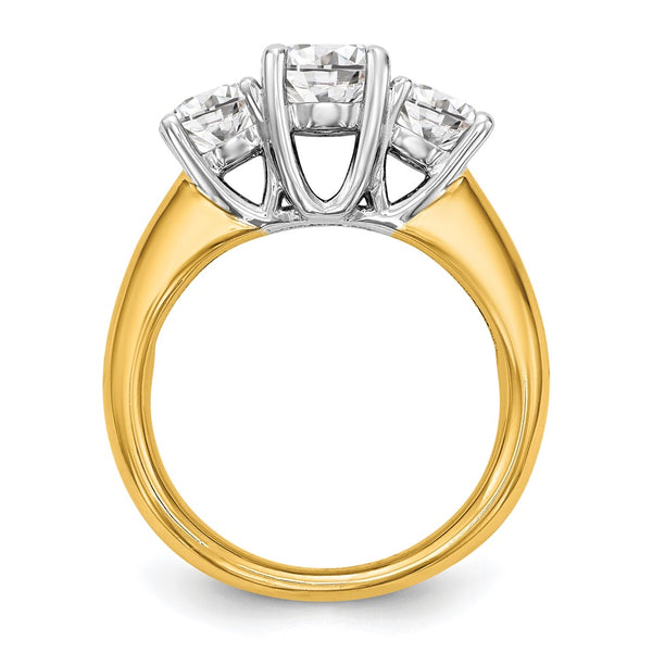 14K Two-Tone Engagement Ring Setting - 1 Carat Center 1/2 Carat Sides