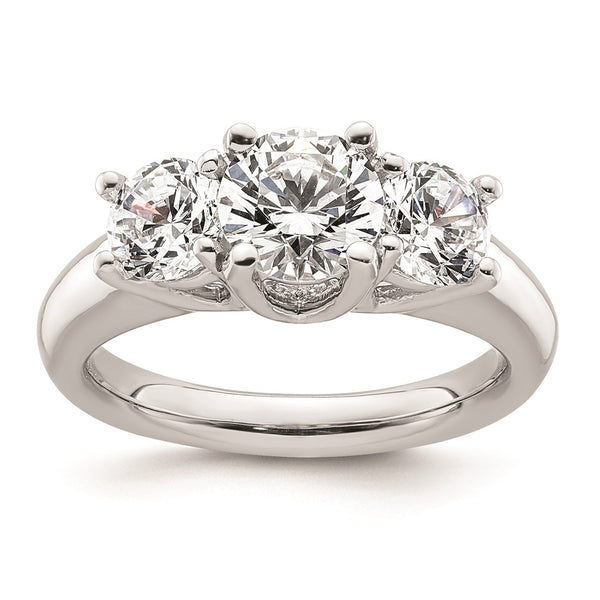 14K White Gold 3-Stone Engagement Ring Setting for 1.25 Carat