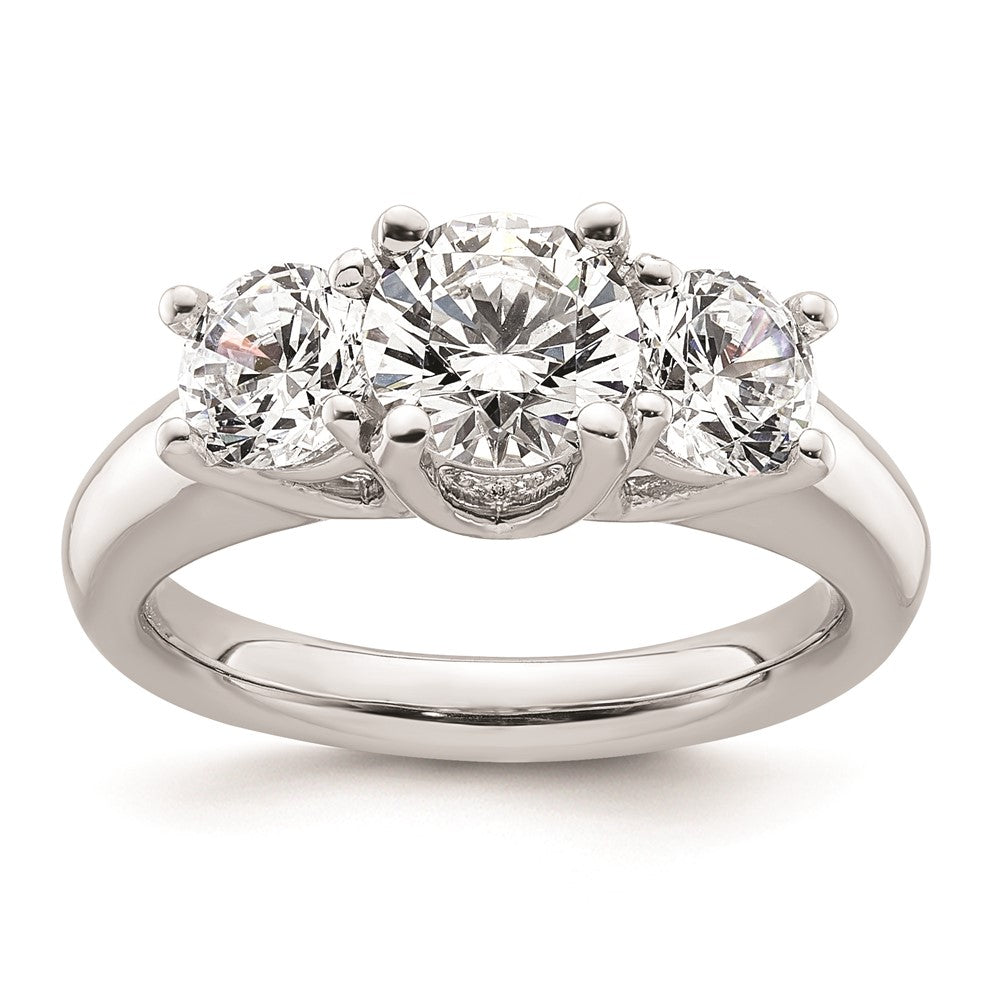 Buy Stylish 14K White Gold 3-Stone Engagement Ring Setting for 1.25 Carat