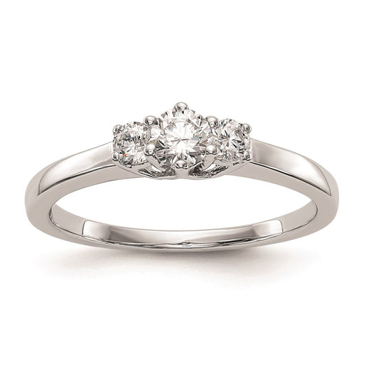 Order Stylish 14K White Gold 3-Stone Engagement Ring | 1/4 Carat Center