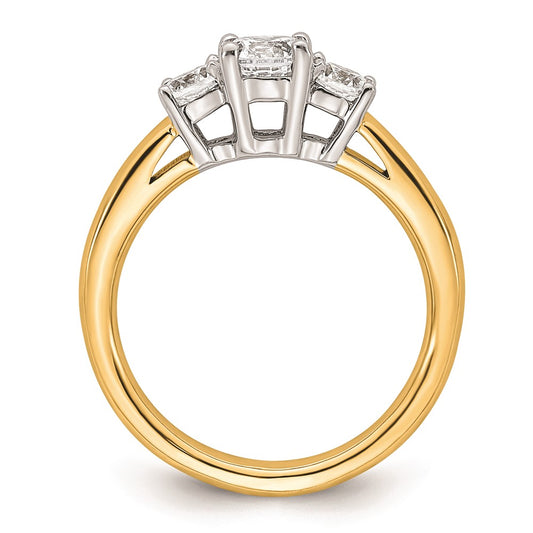 Exclusive 14K Two-Tone 3-Stone Engagement Ring Setting - Stylish 1/2 Carat