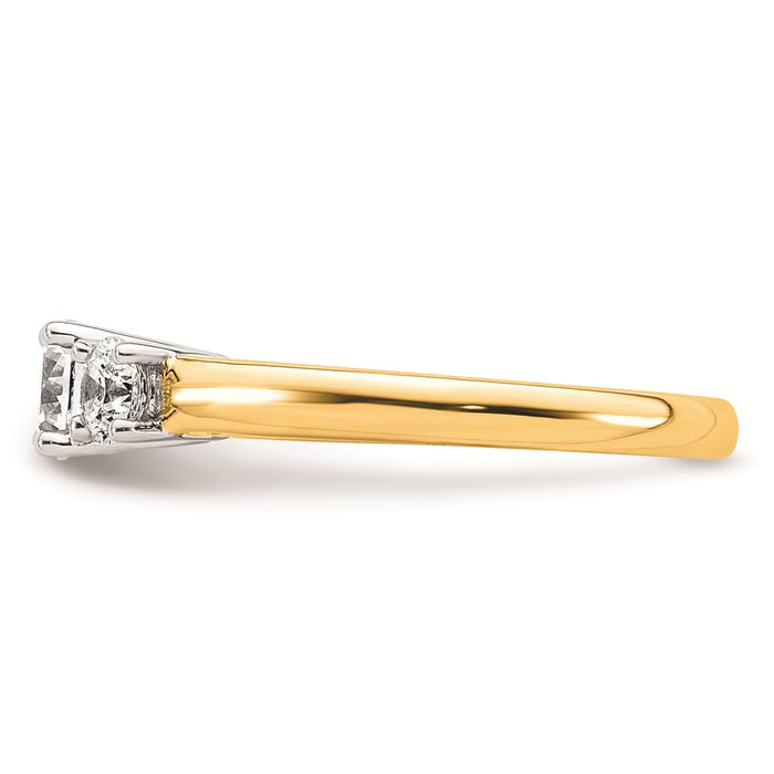 Exclusive 14K Two-Tone 3-Stone Engagement Ring Setting - Stylish 1/2 Carat-3