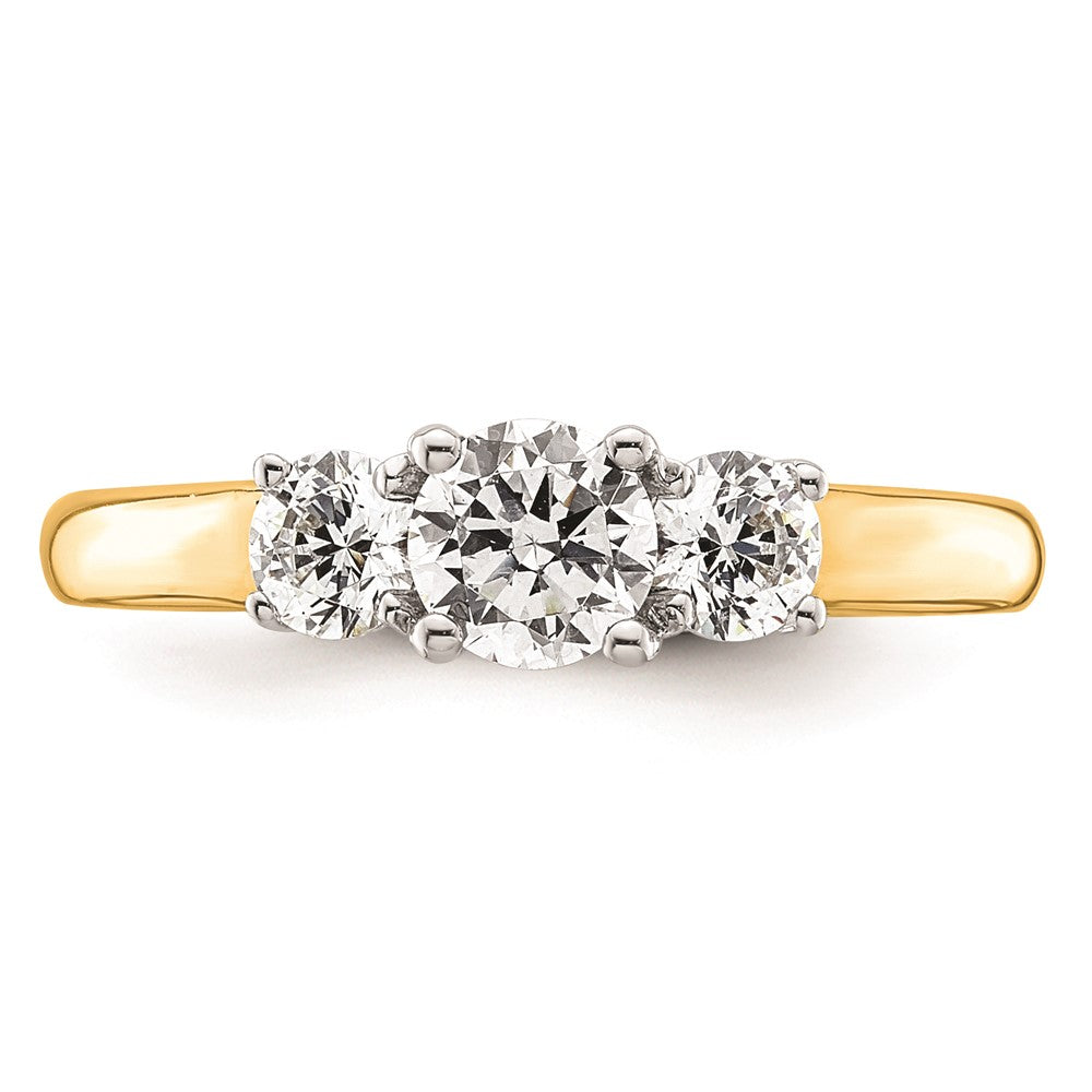 Exclusive 14K Two-Tone 3-Stone Engagement Ring Setting - Stylish 1/2 Carat