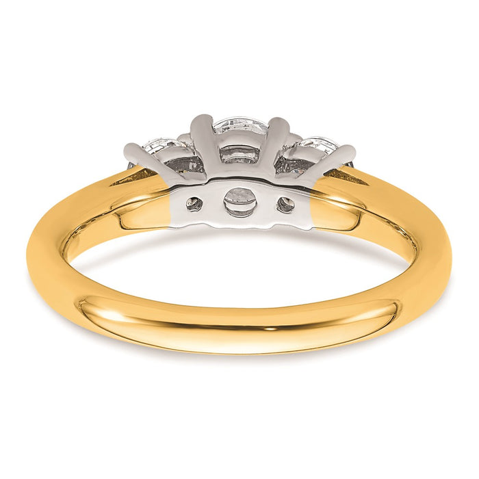 Exclusive 14K Two-Tone 3-Stone Engagement Ring Setting - Stylish 1/2 Carat-5