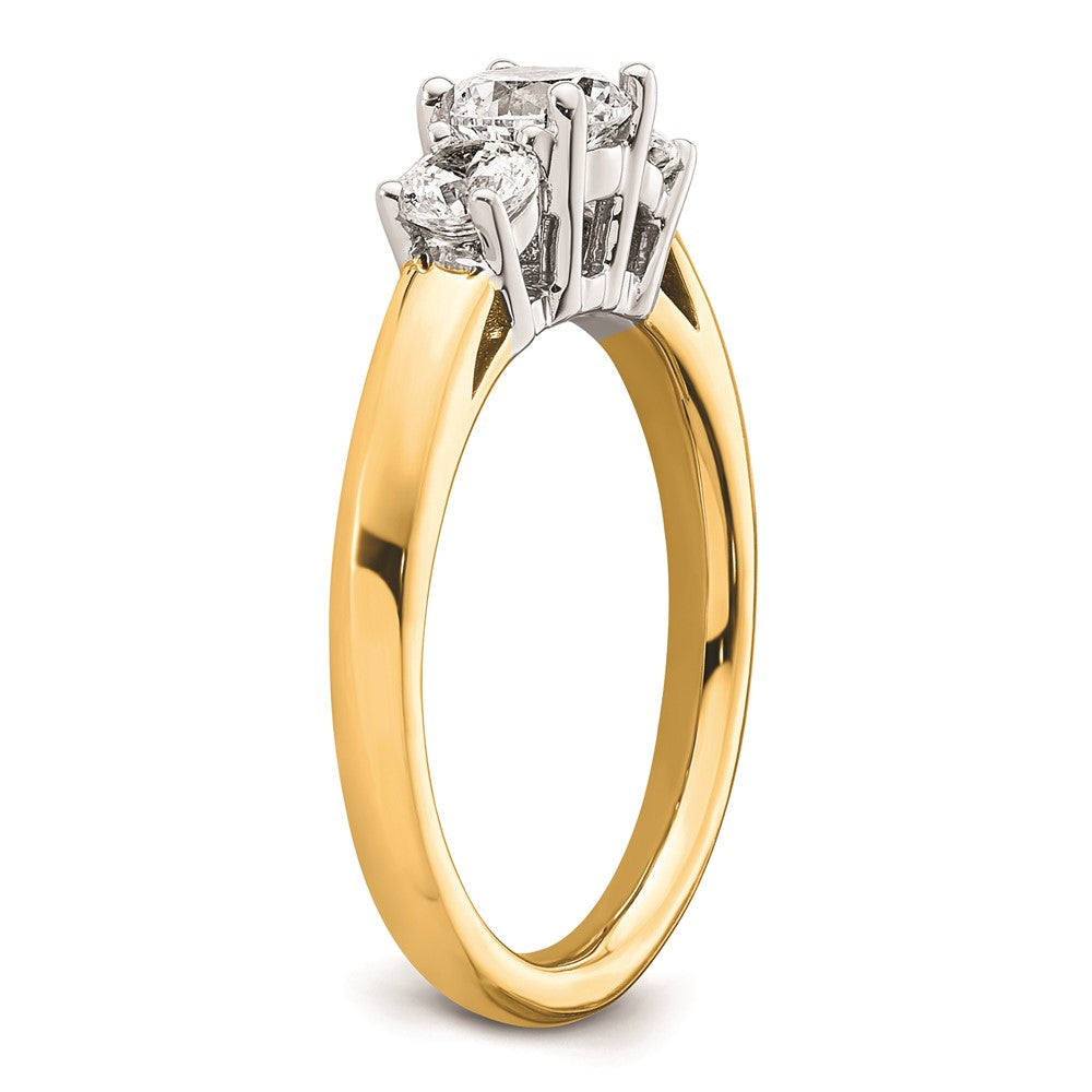 Exclusive 14K Two-Tone 3-Stone Engagement Ring Setting - Stylish 1/2 Carat