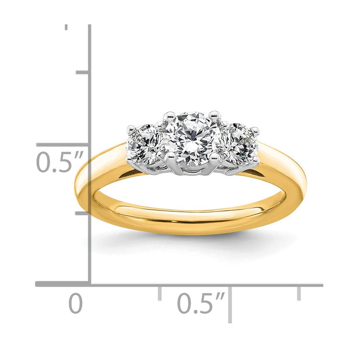 Exclusive 14K Two-Tone 3-Stone Engagement Ring Setting - Stylish 1/2 Carat-8