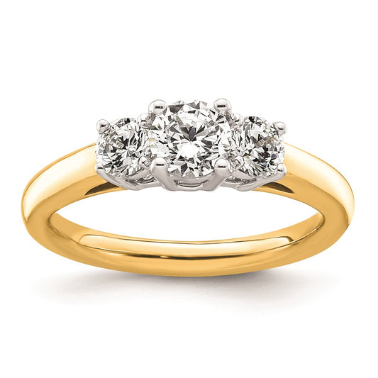Exclusive 14K Two-Tone 3-Stone Engagement Ring Setting - Stylish 1/2 Carat