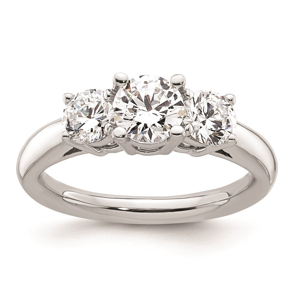 High-Quality 14K White Gold 3-Stone Engagement Ring Setting - Stylish Value!