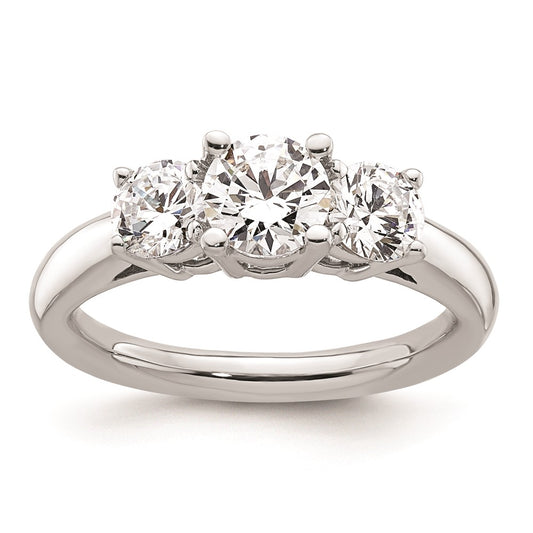 High-Quality 14K White Gold 3-Stone Engagement Ring Setting - Stylish Value!