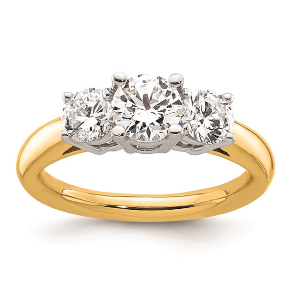 14K Two-Tone 3-Stone Engagement Ring Setting - 3/4 Carat