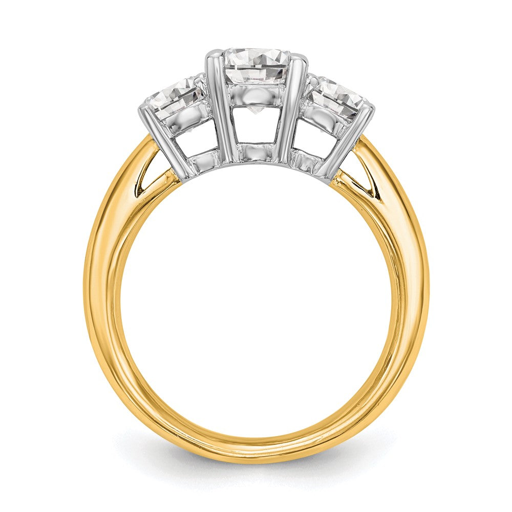 Exclusive 14K Two-Tone 3-Stone Engagement Ring Setting for 1 Carat