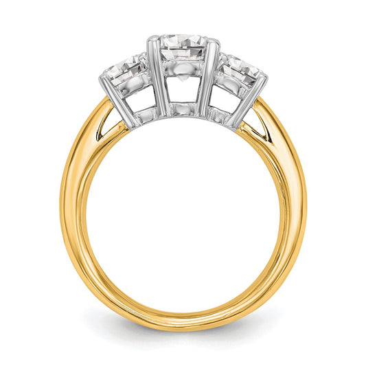 Exclusive 14K Two-Tone 3-Stone Engagement Ring Setting for 1 Carat