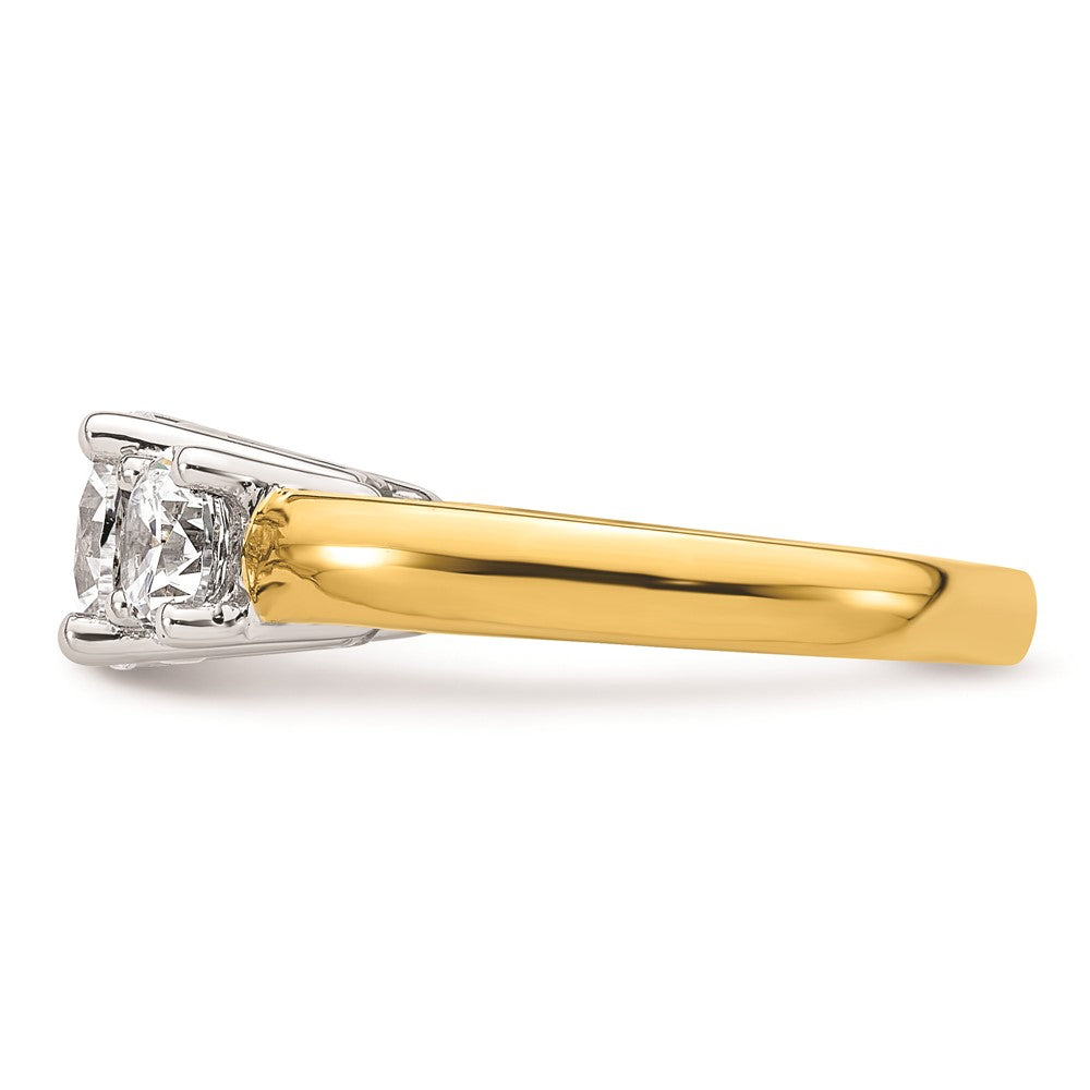 High-Quality 14K Two-Tone 3-Stone Engagement Ring Setting, 1.5 Carat Luxury Design