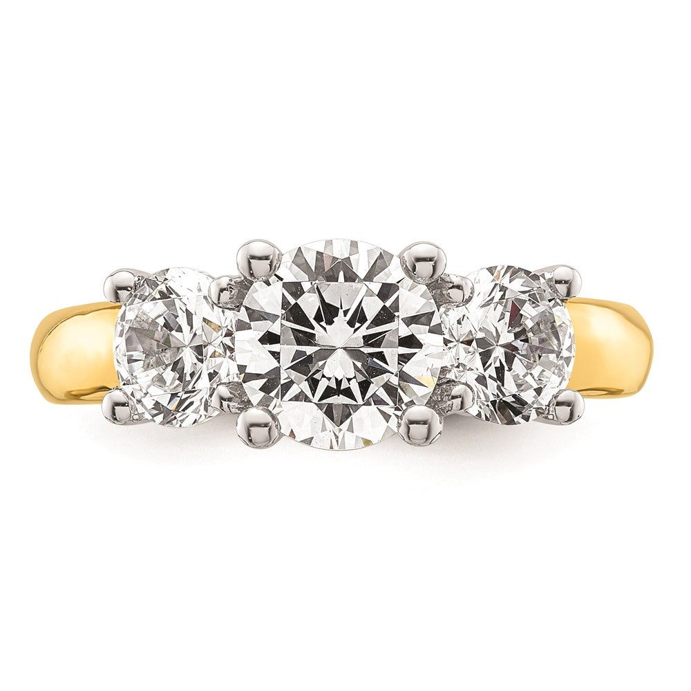 High-Quality 14K Two-Tone 3-Stone Engagement Ring Setting, 1.5 Carat Luxury Design