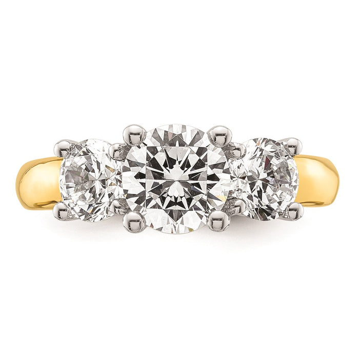 High-Quality 14K Two-Tone 3-Stone Engagement Ring Setting, 1.5 Carat Luxury Design-4