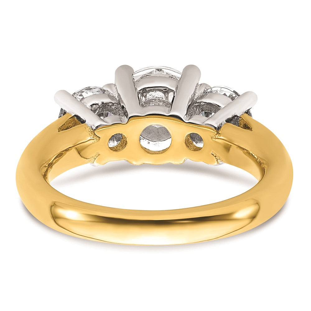 High-Quality 14K Two-Tone 3-Stone Engagement Ring Setting, 1.5 Carat Luxury Design