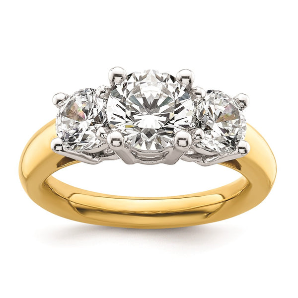 14K Two-Tone 3-Stone Engagement Ring Setting, 1.5 Carat