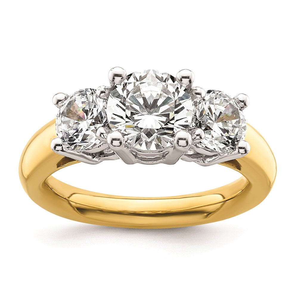High-Quality 14K Two-Tone 3-Stone Engagement Ring Setting, 1.5 Carat Luxury Design