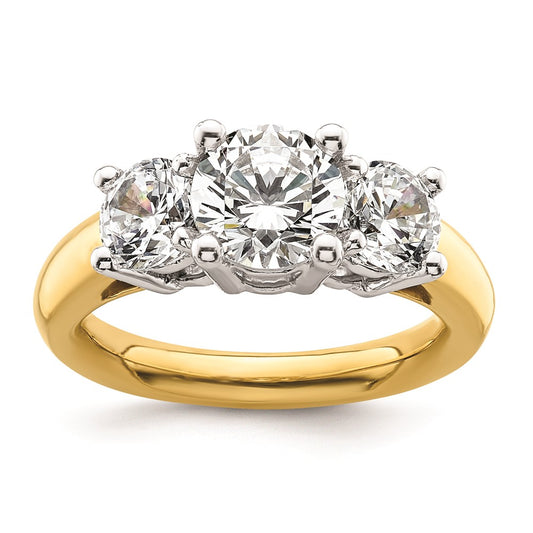 High-Quality 14K Two-Tone 3-Stone Engagement Ring Setting, 1.5 Carat Luxury Design