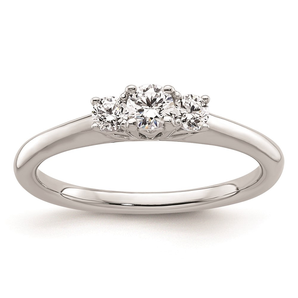 High-Quality 14K White Gold 3-Stone Engagement Ring Setting, Stylish Design
